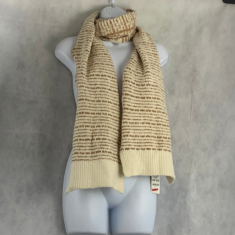 INC International Concepts Women's Tweed Knit Muffler Scarf, Beige, One Size